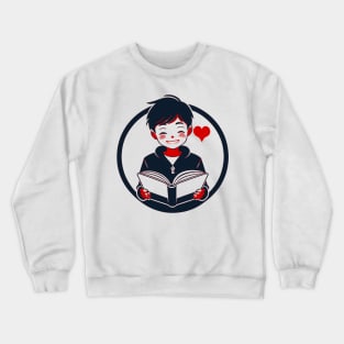 Boy who Loves to Read Red Crewneck Sweatshirt